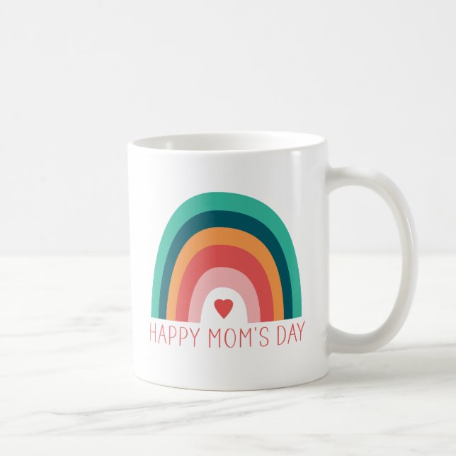 Happy Mum's Day Rainbow Heart Modern Bright Colour Coffee Mug (Right)