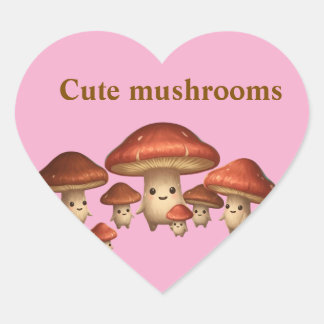"Happy Mushroom Buddy – Minimalist Cute Design" Heart Sticker