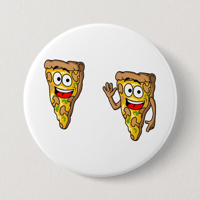 Happy Mushroom Pizza Slices 7.5 Cm Round Badge (Front)