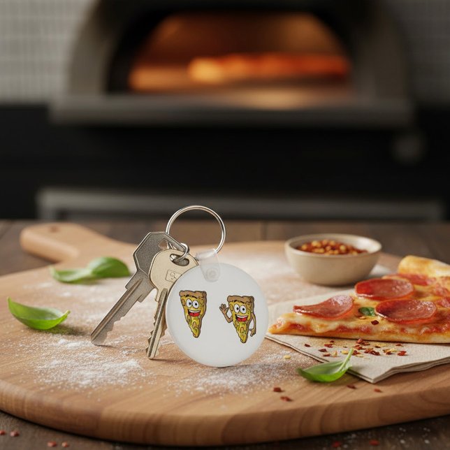 Happy Mushroom Pizza Slices Key Ring (Creator Uploaded)