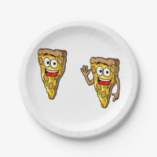Happy Mushroom Pizza Slices Paper Plate