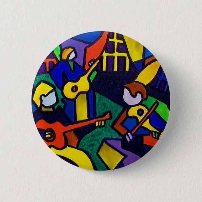 Happy Music 6 Cm Round Badge (Front)