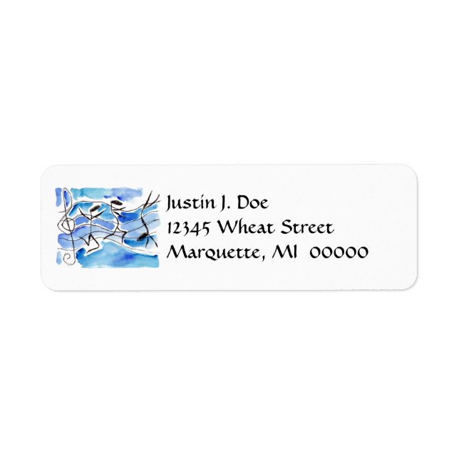 Happy Musical Notes Flipping Music Address Labels (Front)
