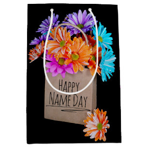 Happy Name Day Daisy Bouquet In Paper Bag