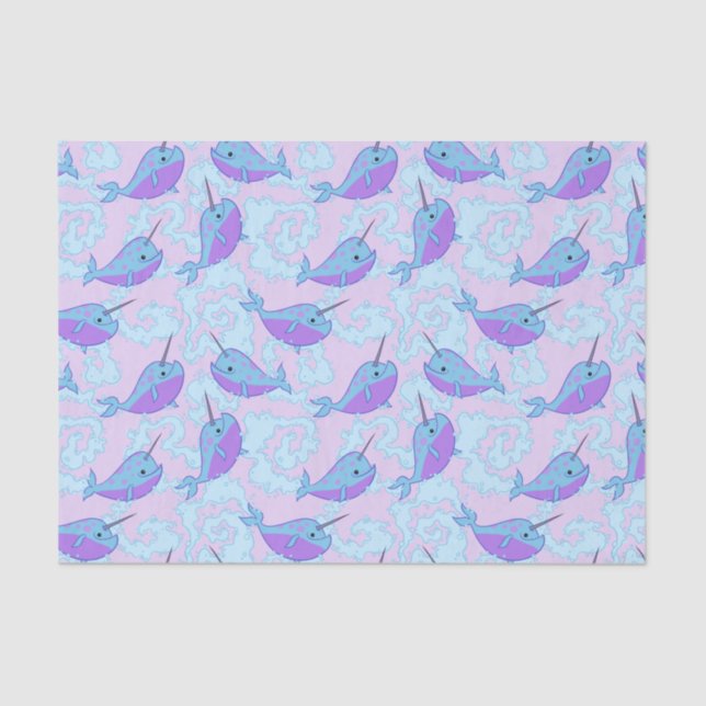 Happy Narwhal Pattern Tissue Paper (Front)