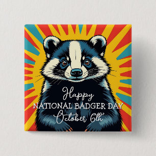 Happy National Badger Day - October 6th 15 Cm Square Badge