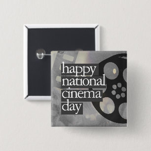 happy national cinema day 15 cm square badge