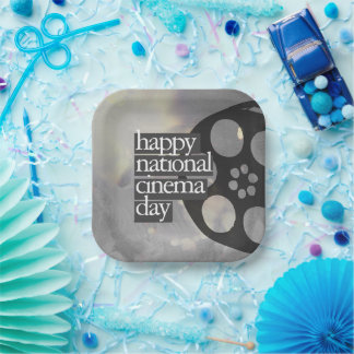 happy national cinema day paper plate