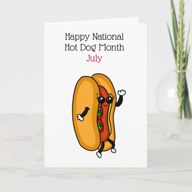 Happy National Hot Dog Month July Holidays Holiday Card (Front)