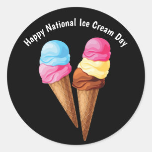 Happy National Ice Cream Day Classic Round Sticker