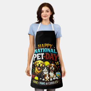 Happy National Pet Day Cute & Funny Animal Lover Apron