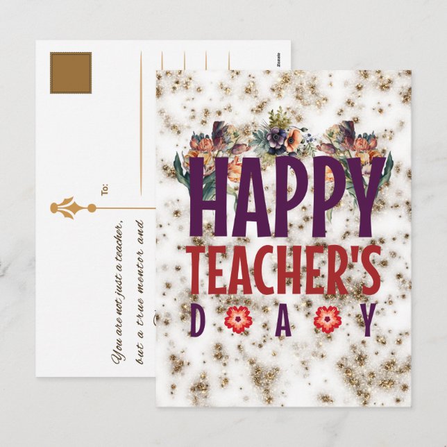 Happy National Teachers Day Floral Appreciation Holiday Postcard (Front/Back)