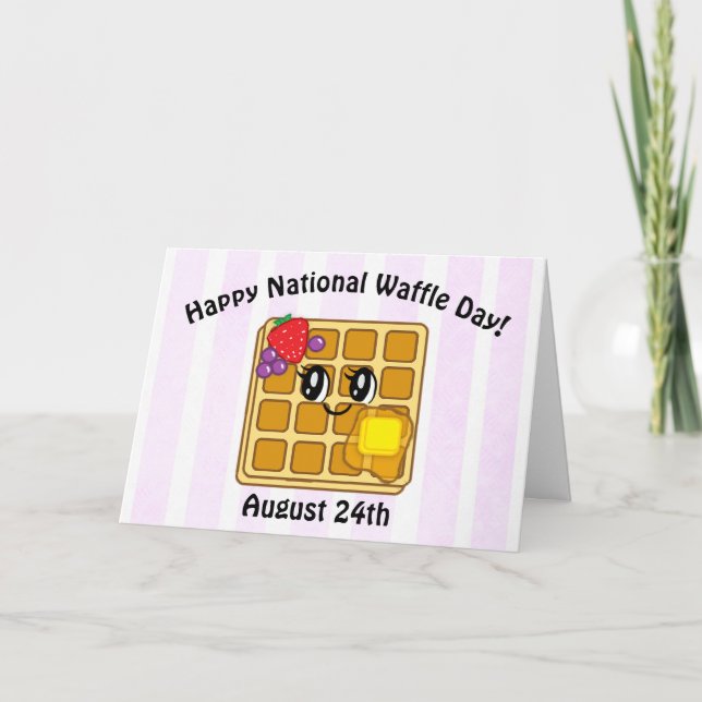 Happy National Waffle Day, Funny Holidays Card (Front)