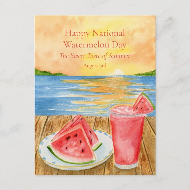 Happy National Watermelon August 3rd Postcard (Front)