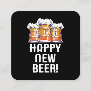 HAPPY NEW BEER! New Year's Eve Party Drinking Square Business Card