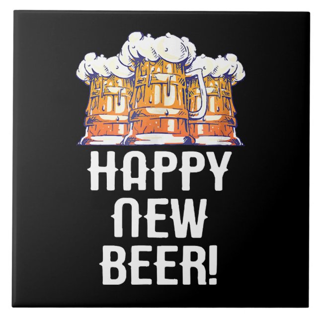 HAPPY NEW BEER! New Year's Eve Party Drinking Tile (Front)