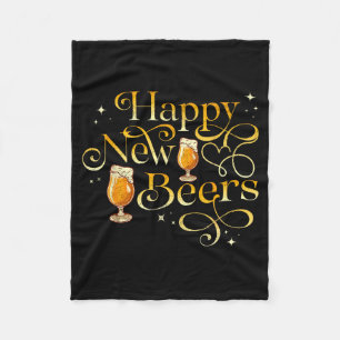 Happy New Beers Funny New Years Eve Holiday  Fleece Blanket