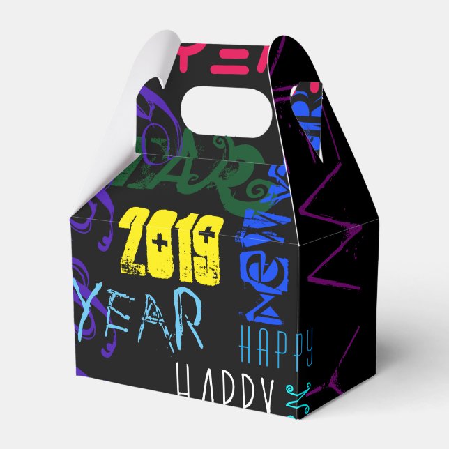 Happy New custom Year Pop Colours Favour Gable Favour Box (Front Side)