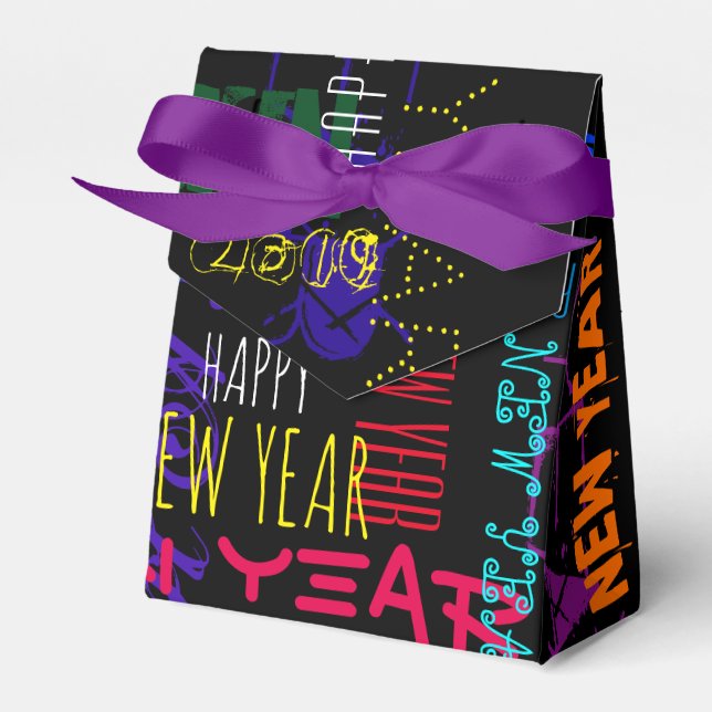 Happy New custom Year Pop Colours Favour Tent Favour Box (Front Side)