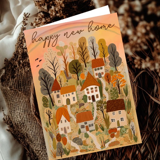 HAPPY NEW HOME Autumn Country Village Illustration Card (HAPPY NEW HOME Congratulation on Moving to a New House Autumn Country Village Illustration Card
)