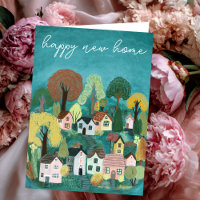 HAPPY NEW HOME Cute Country Village Illustration