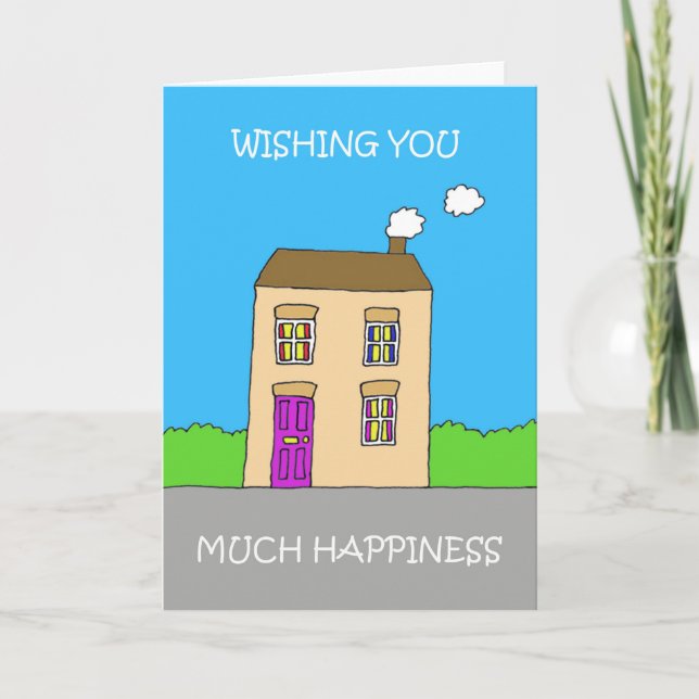 Happy New Home, Fun Cartoon House. Announcement (Front)