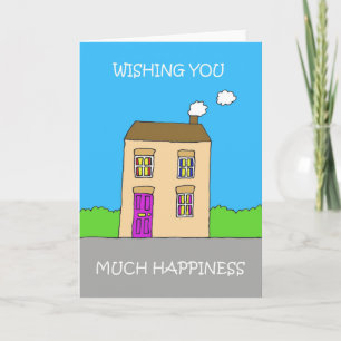 Happy New Home, Fun Cartoon House. Announcement