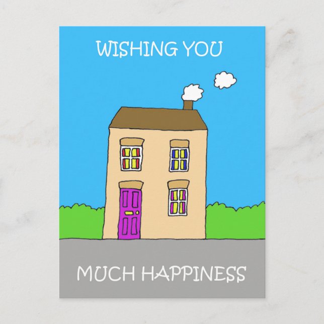 Happy New Home Fun Cartoon House Postcard (Front)