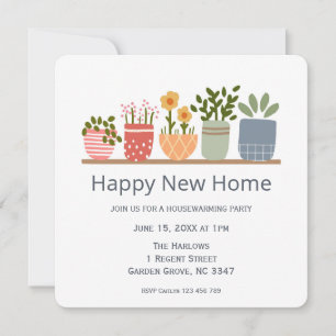 Happy New Home Housewarming Flower Garden Invitation