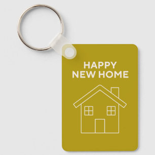 Happy New Home - Mustard background Key ring