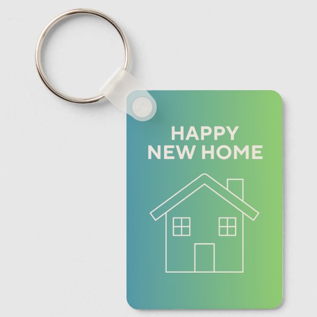 Happy New Home with Green Gradient Background Key Ring (Front)