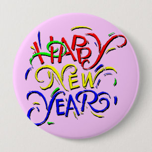Happy New Year 10 Cm Round Badge