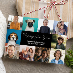 HAPPY NEW YEAR 10 PHOTOS BLACK HOLIDAY CARD