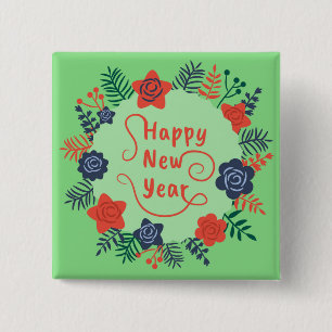 HAPPY NEW YEAR  15 CM SQUARE BADGE