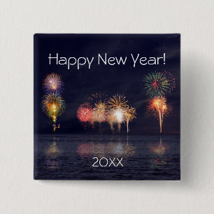 Happy New Year 15 Cm Square Badge