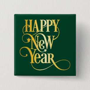 Happy New Year 15 Cm Square Badge