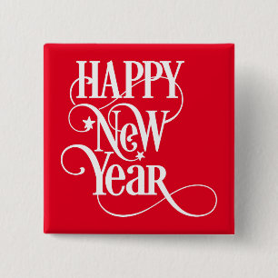 Happy New Year  15 Cm Square Badge