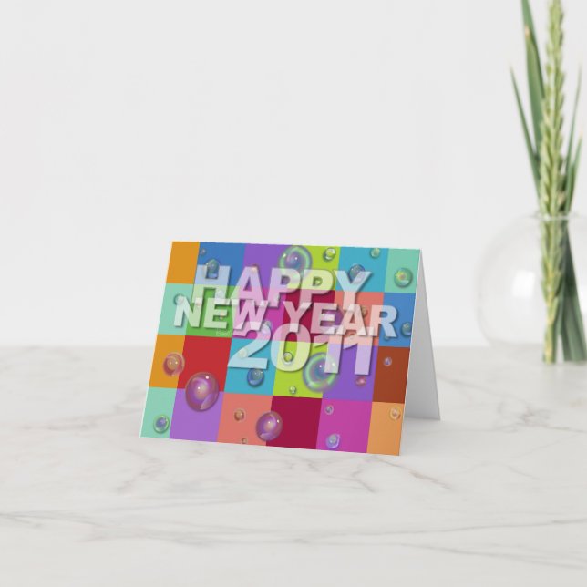 Happy New Year 2011 Card 3D Colour Pattern (Front)