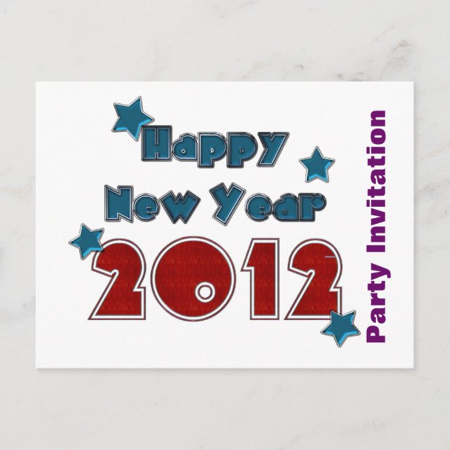 Happy New Year 2012 Party Invitation Template (Front)