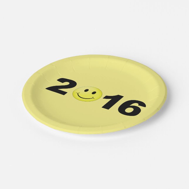 Happy New Year 2016 Funny Sweet Number Paper Plate (Angled)