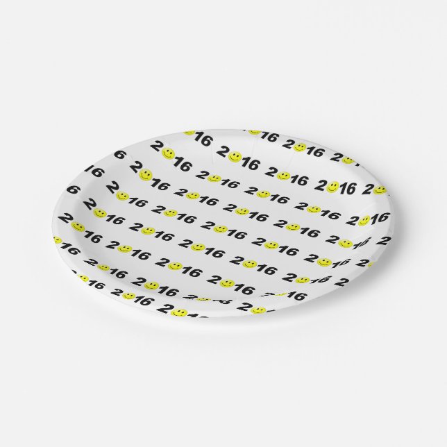Happy New Year 2016 Funny Sweet Number Paper Plate (Angled)