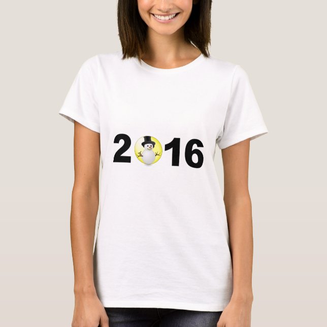 Happy New Year 2016 Funny Sweet Winter Snow T-Shirt (Front)