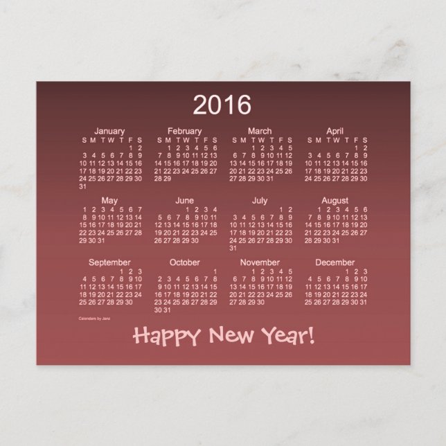 Happy New Year 2016 Holiday Postcard (Front)