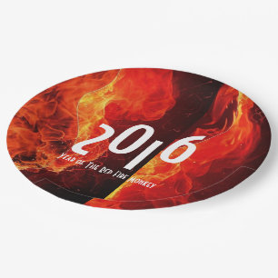 Happy New Year 2016 Year of The Red Fire Monkey Paper Plate
