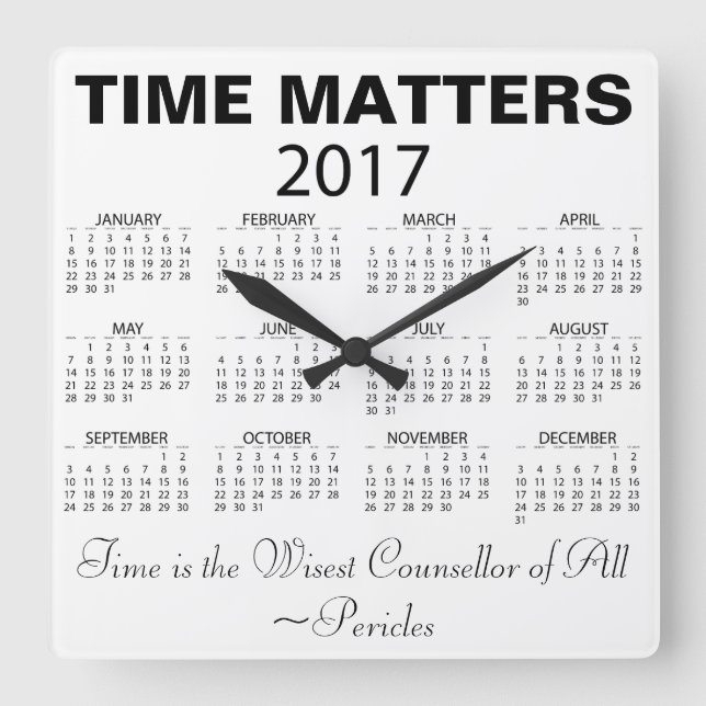 Happy New Year 2017 Calendar Wisdom Quote Square Wall Clock (Front)