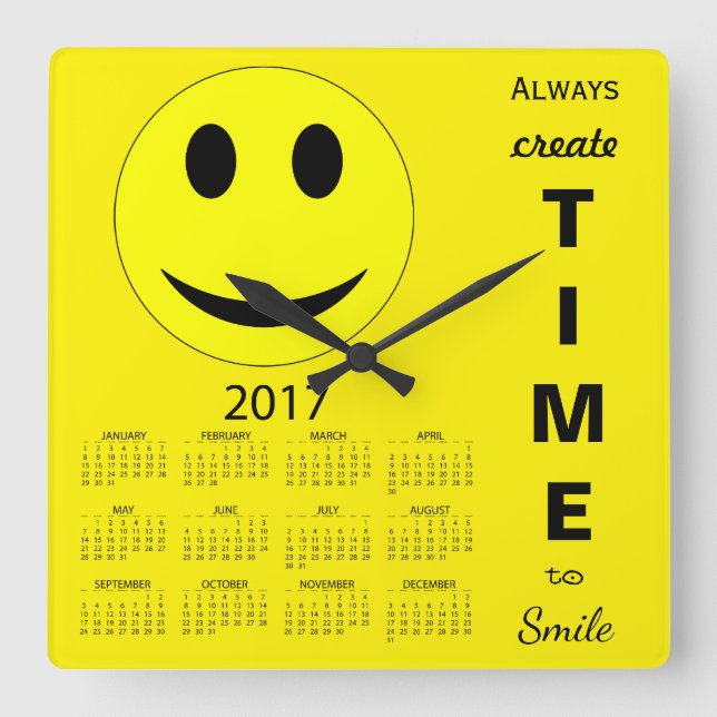 Happy New Year 2017 Inspirational Calendar Square Wall Clock (Front)