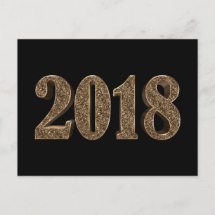 Happy New Year 2018 Elegant Gold Glitter Numbers Holiday Postcard