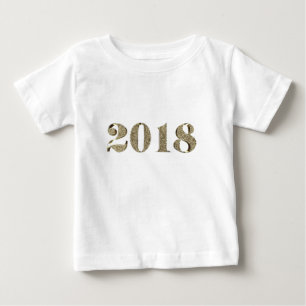 Happy New Year 2018 Elegant Gold Look Typography Baby T-Shirt