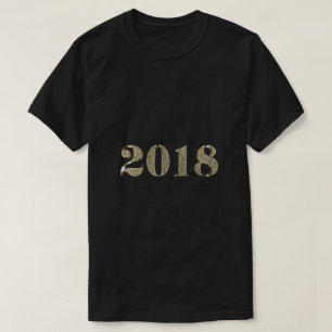 Happy New Year 2018 Elegant Gold Look Typography T-Shirt