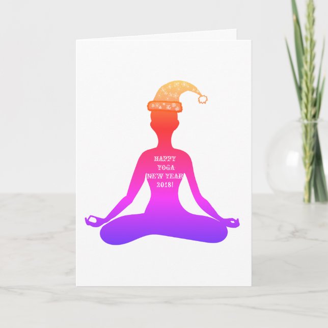 Happy New Year 2018 Yoga meditation Greeting Card (Front)